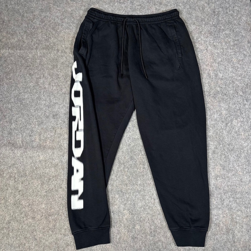 Jordan Joggers Mens XL Black Graphic Fleece Sweatpants FV7229-010 Jumpman Logo
